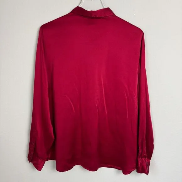 Vintage Norton McNaughton Red Silk Blouse Size 12 - Picture 2 of 8